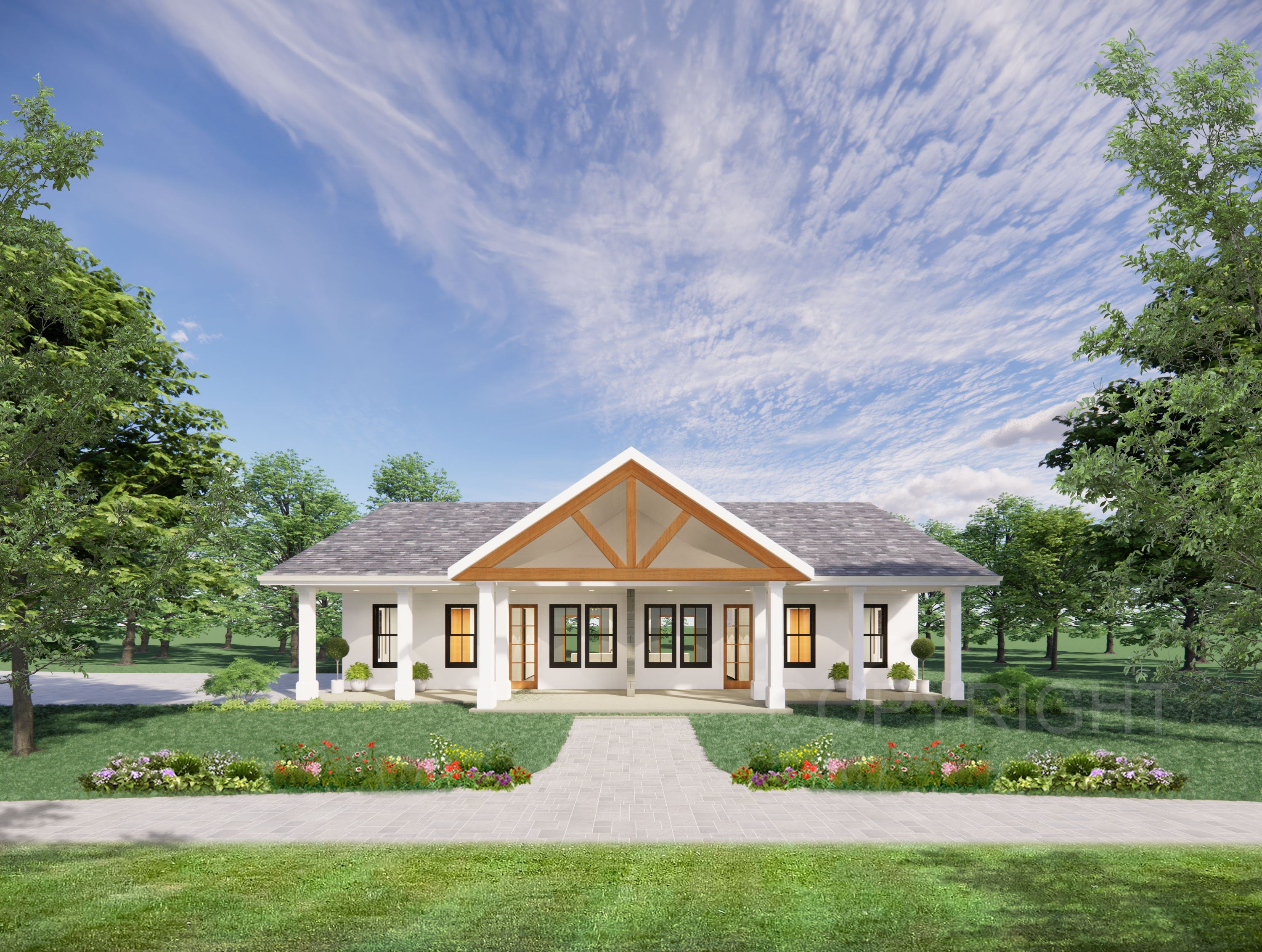 Gable Truss Duplex House Plan Design - 1820 SF - Modern Spacious Multifamily - Drawings Blueprints - Investment Property