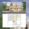Big Sky Magnolia Homestead Modern House Open Plan Design 60 x 30 - 3 Bed 2 Bath 1730sf -  Drawings Blueprints