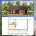 Modern Cabin Design - Minimal Scandavian 880 Square Feet - 2 Bed 1 Bath - Drawings Blueprints