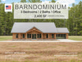 Farmhouse Barndominium - 40' x 60' House Plan Design - 3 Bed 2 Bath - Drawings Blueprints