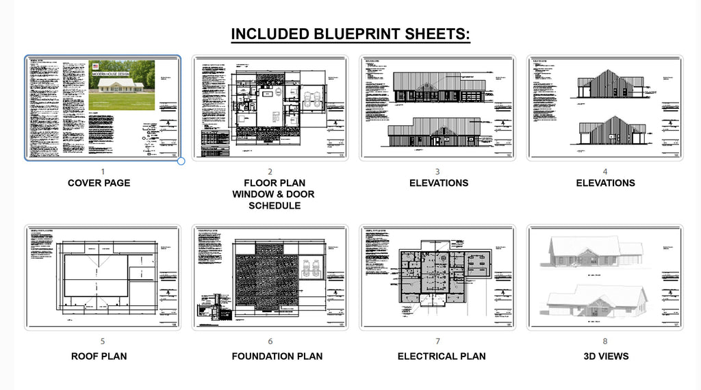 Farmhouse Barndominium - 40' x 60' House Plan Design - 3 Bed 2 Bath - Drawings Blueprints