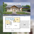Idyllic Living Modern Barndrominium House Plans - Open Plan Design - 2 Bed 2 Bath 1170 Square Feet - Drawings Blueprints