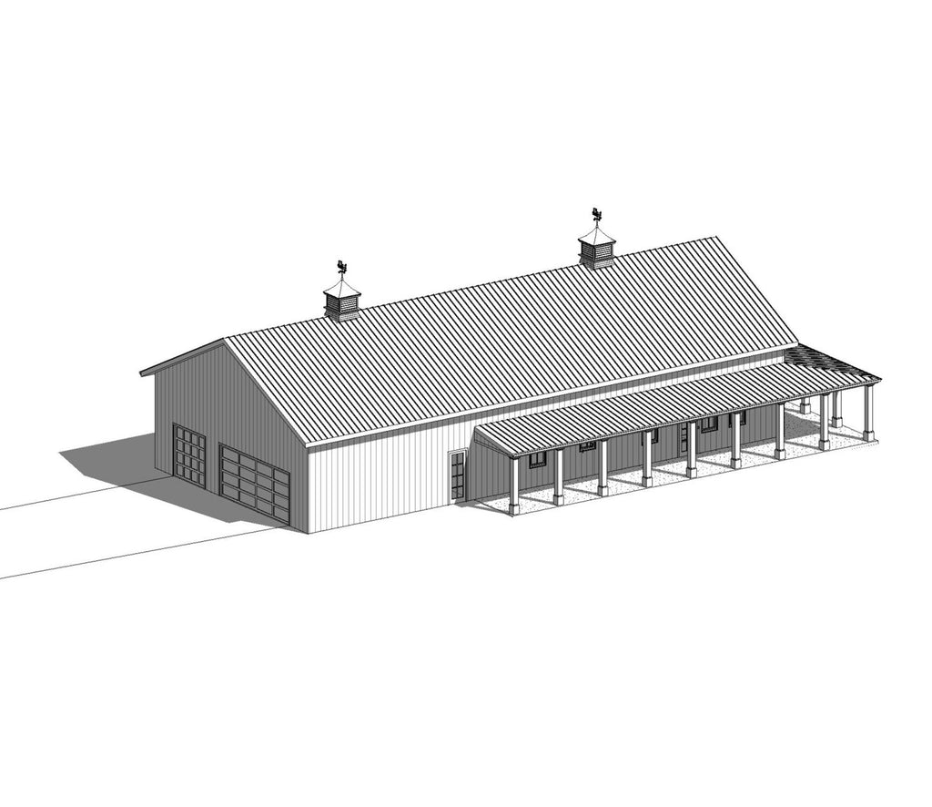 Redwood Barndominium House Plan Design - 3 Bed 2 Bath 2250 sq ft - Three Garage - Drawings Blueprints