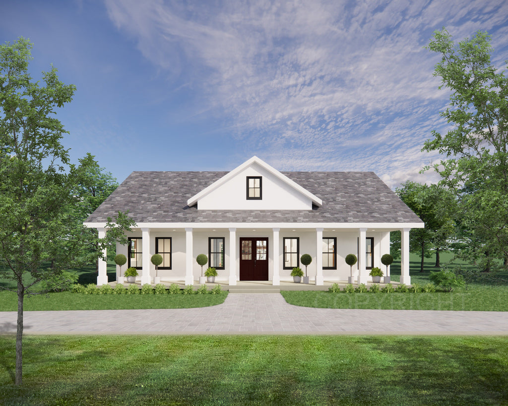 Cedar Springs Custom House Design - Modern Ranch Farmhouse 1500 Square Feet - Drawings Blueprints