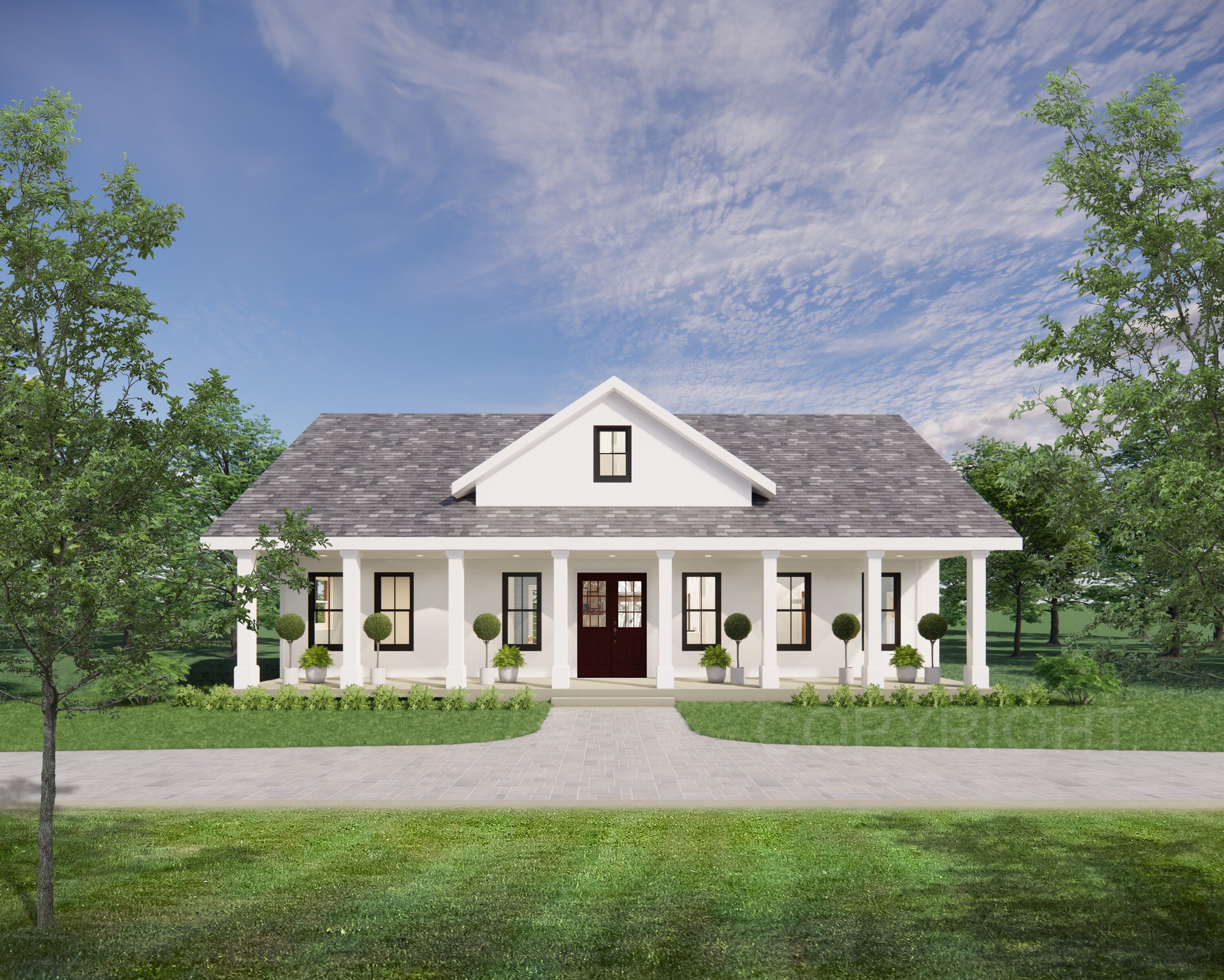 Cedar Springs Custom House Design - Modern Ranch Farmhouse 1500 Square Feet - Drawings Blueprints