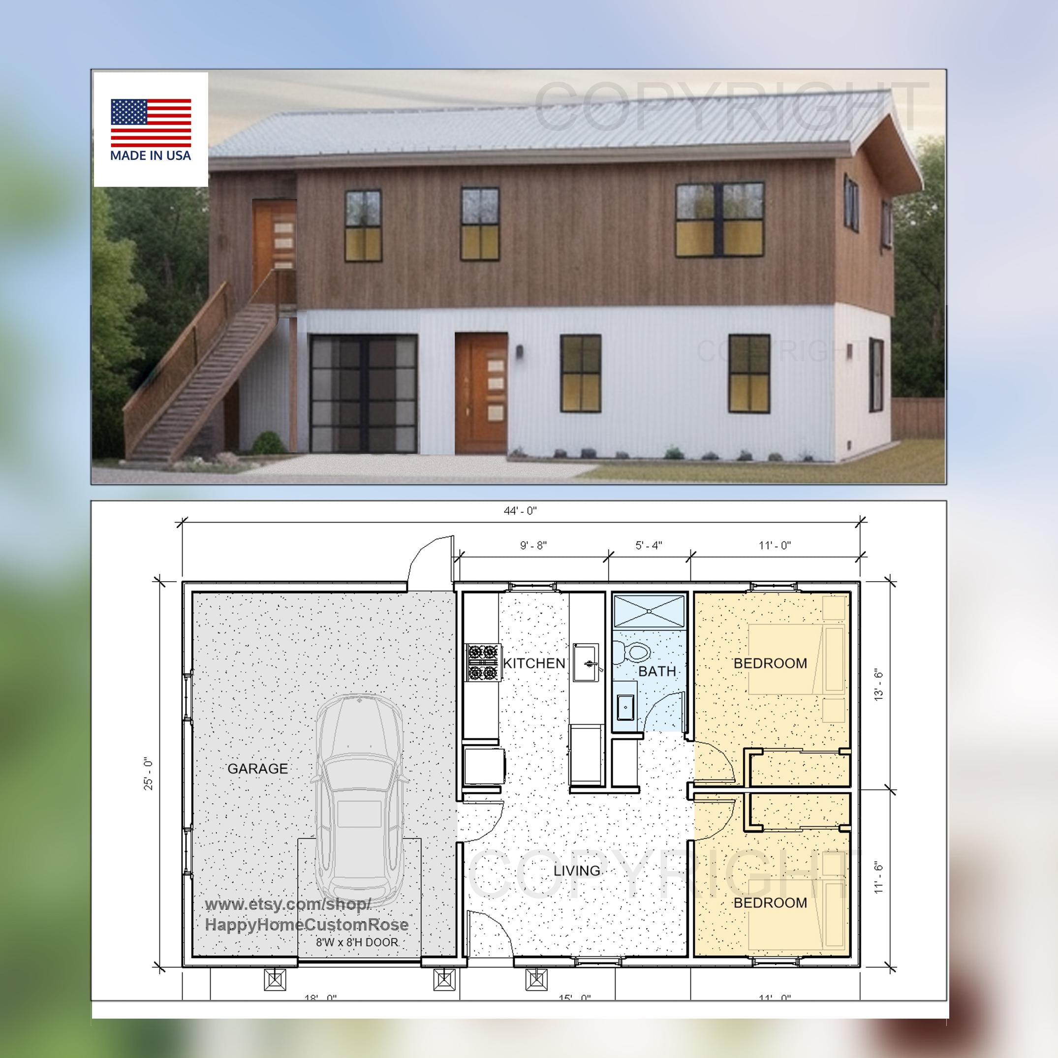 Maple two-level Duplex House Plan Design - 2200 SF - Modern Multifamily - Drawings Blueprints - Investment Property + Electrical Layout