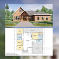 Brick Lane Farmstead House Plan - 55x46, 1823 SF, 3 Bed 3 Bath with Office - Modern Blueprints