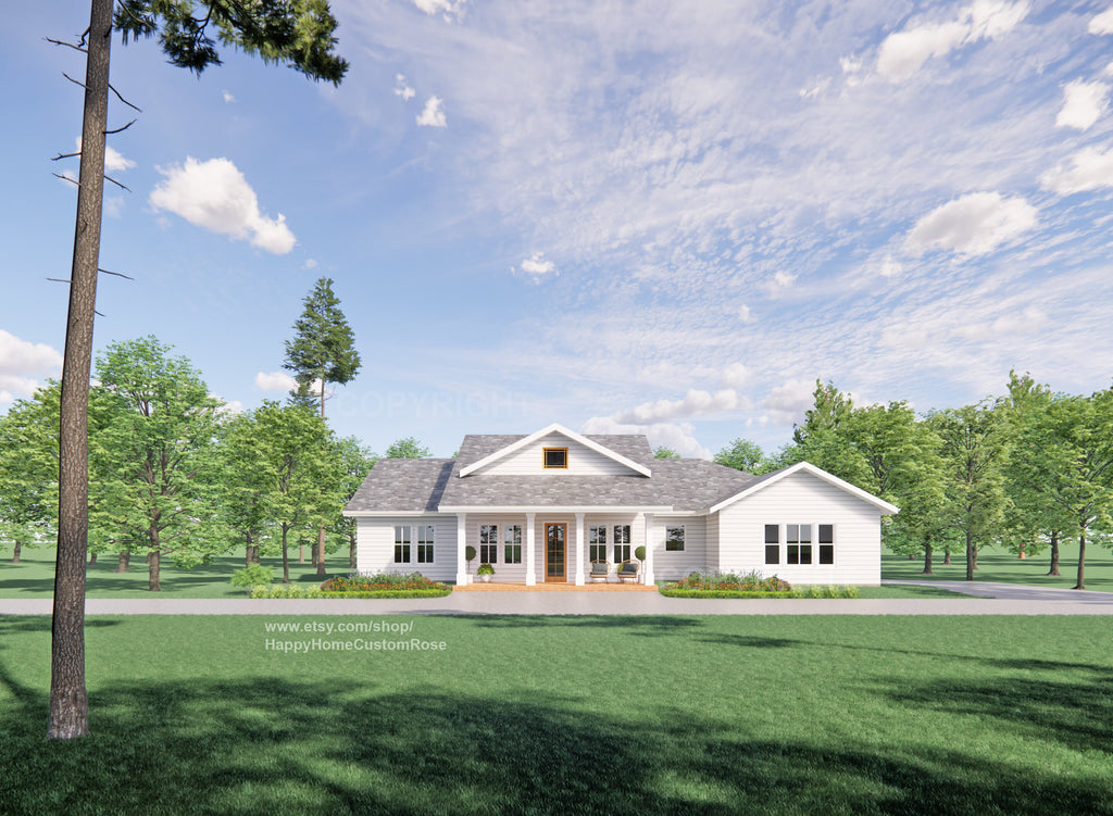 Majestic Maple Modern House Open Plan Design 70 x 48 - 3 Bed 2 Bath - 2050 Square Feet -  Drawings Blueprints