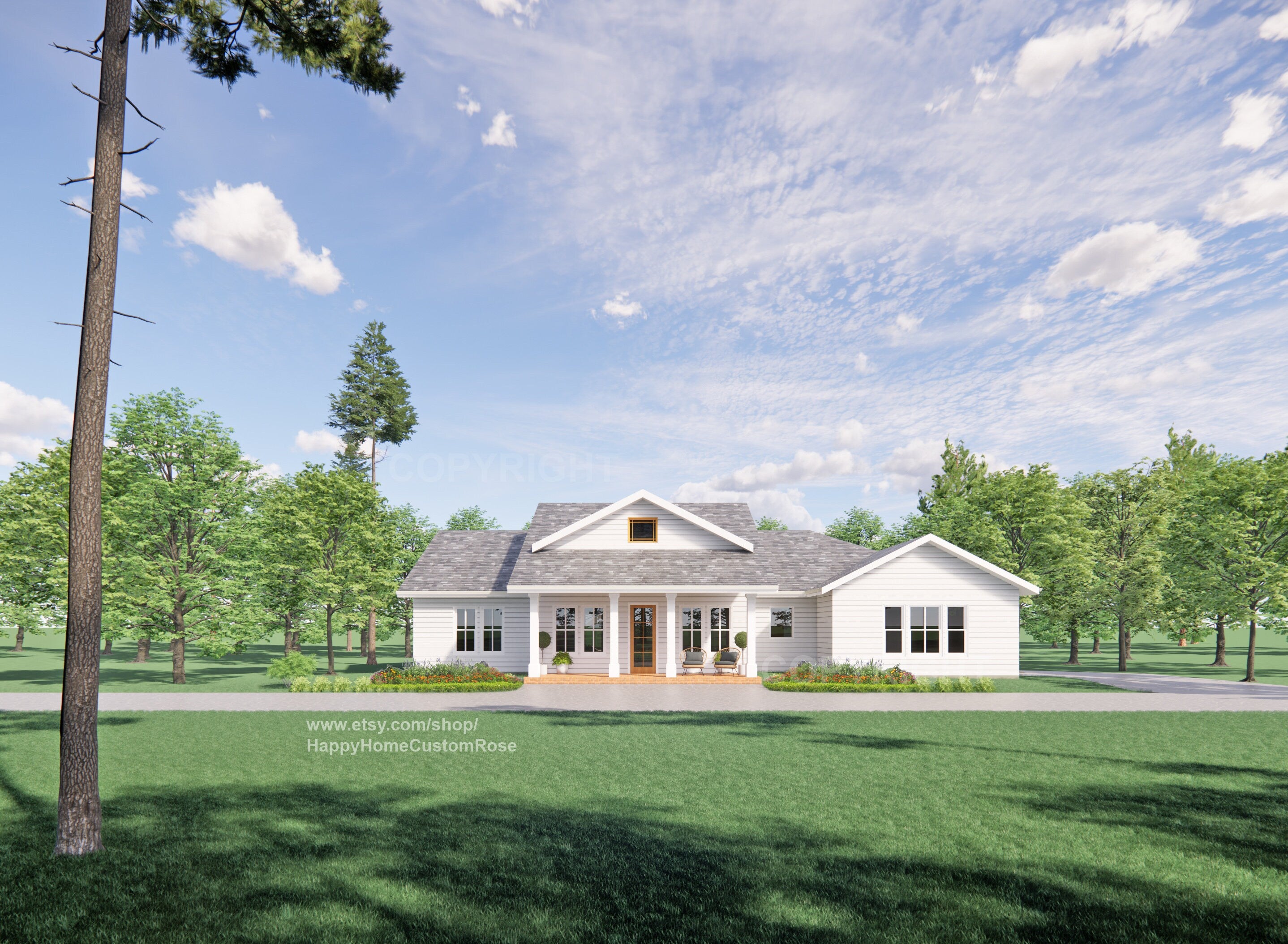 Majestic Maple Modern House Open Plan Design 70 x 48 - 3 Bed 2 Bath - 2050 Square Feet -  Drawings Blueprints