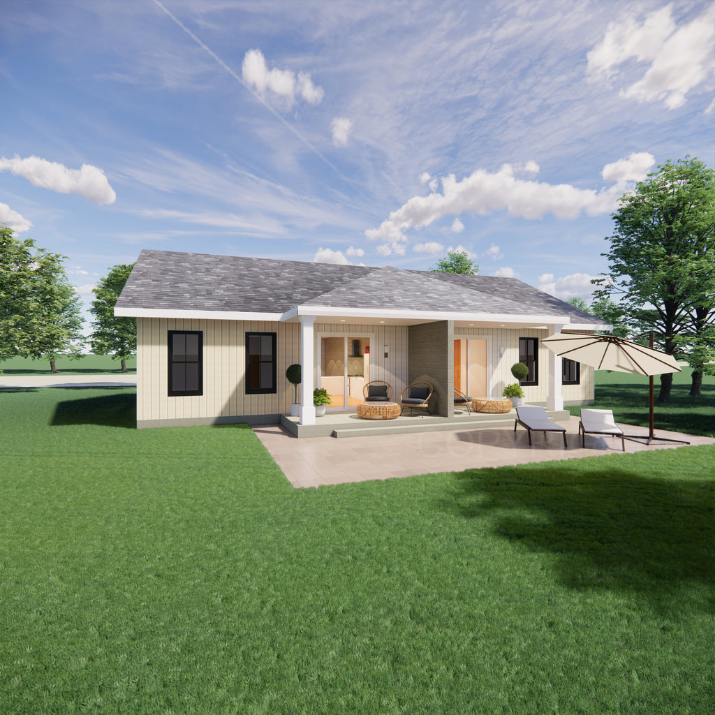 Hip Roof Duplex Investment Rental House Plan Design - 1820 SF - Modern Spacious Multifamily - Drawings Blueprints - Investment Property