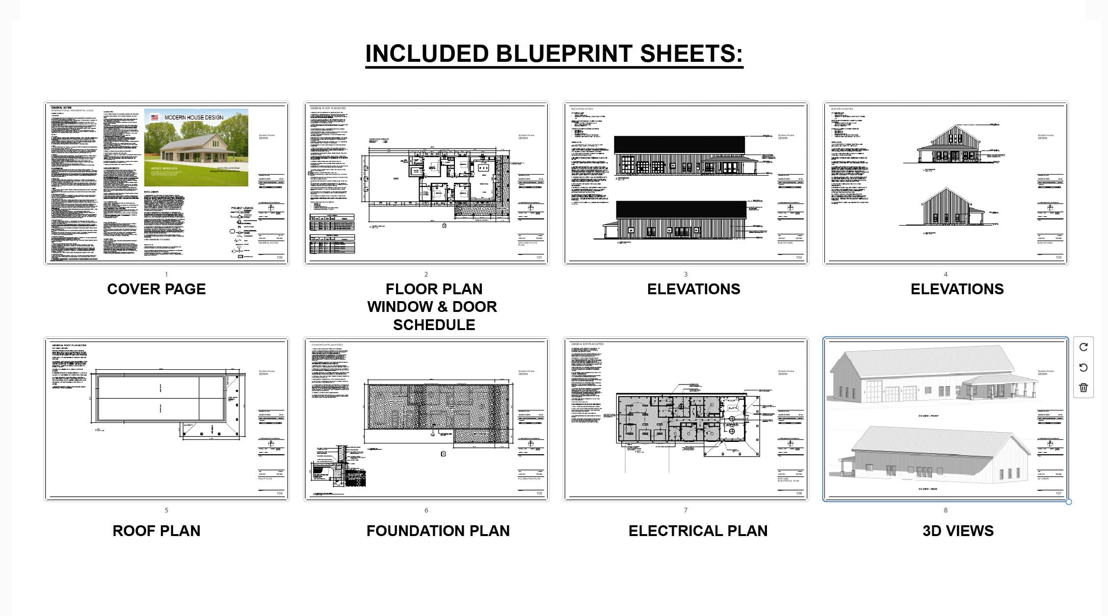 Brentwood Barn Barndominium Modern House Open Plan Design 100 x 36 - 4 Bed 3 Bath -  Drawings Blueprints