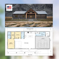 Enduring Elm Barndominium Modern House Open Plan Design 70 x 30 - 2 Bed 2 Bath -  Drawings Blueprints