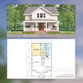 Tall Oak Country Style Farmhouse - Two Story  - 4 Bed 4 Bath - 58x35' - 3480 Square Feet -  Drawings Blueprints