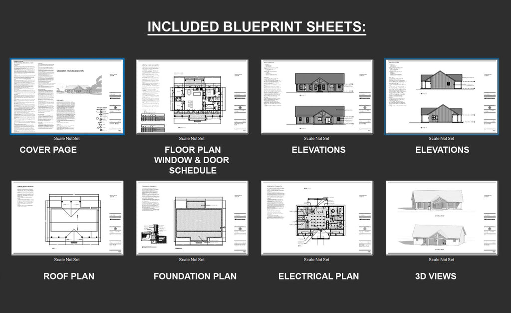 Harvest Farmstead Modern House Open Plan Design 60 x 30 - 3 Bed 2.5 Bath -  Drawings Blueprints