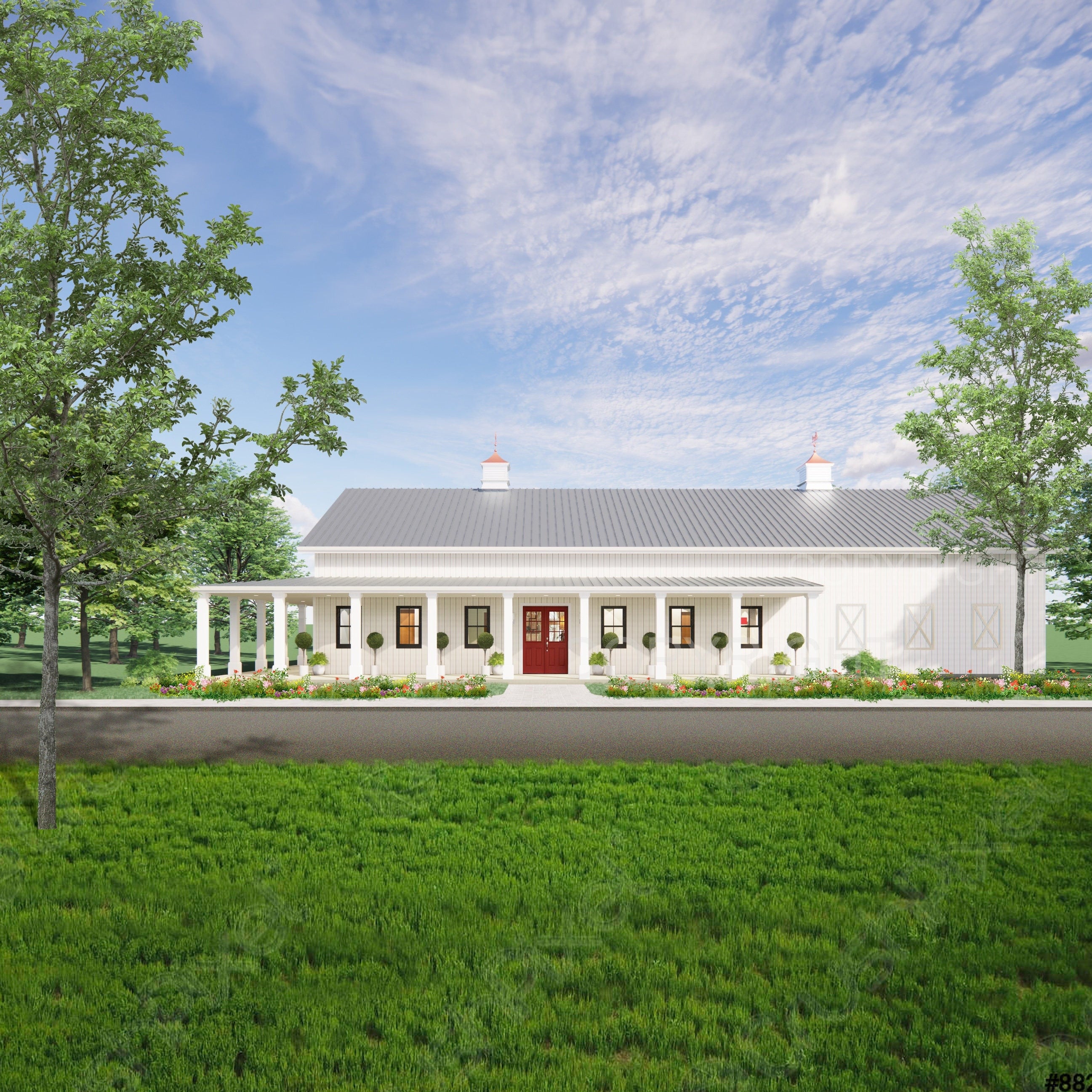 Redwood Barndominium House Plan Design - 3 Bed 2 Bath 2250 sq ft - Three Garage - Drawings Blueprints