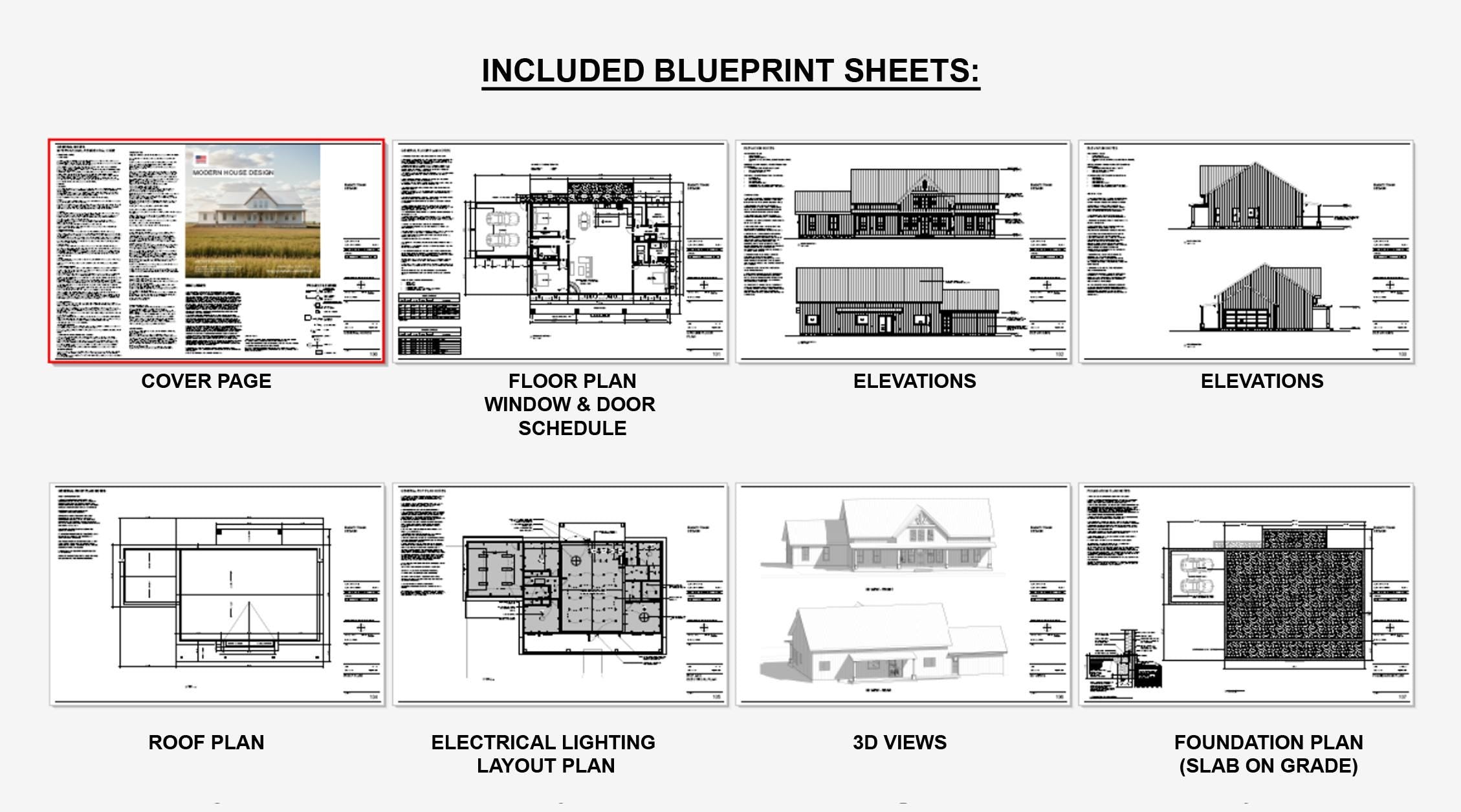 Rocky Ridge Barndominium Modern House Open Plan Design 84 x 40 - 3 Bed 2 Bath -  Drawings Blueprints