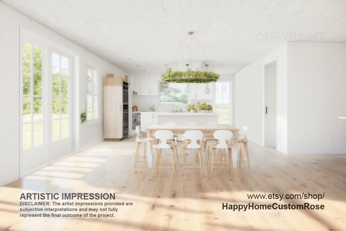 Luxury Farmhouse Barndominium - 64' x 40' House Plan Design - 2 Bed 2 Bath - Drawings Blueprints