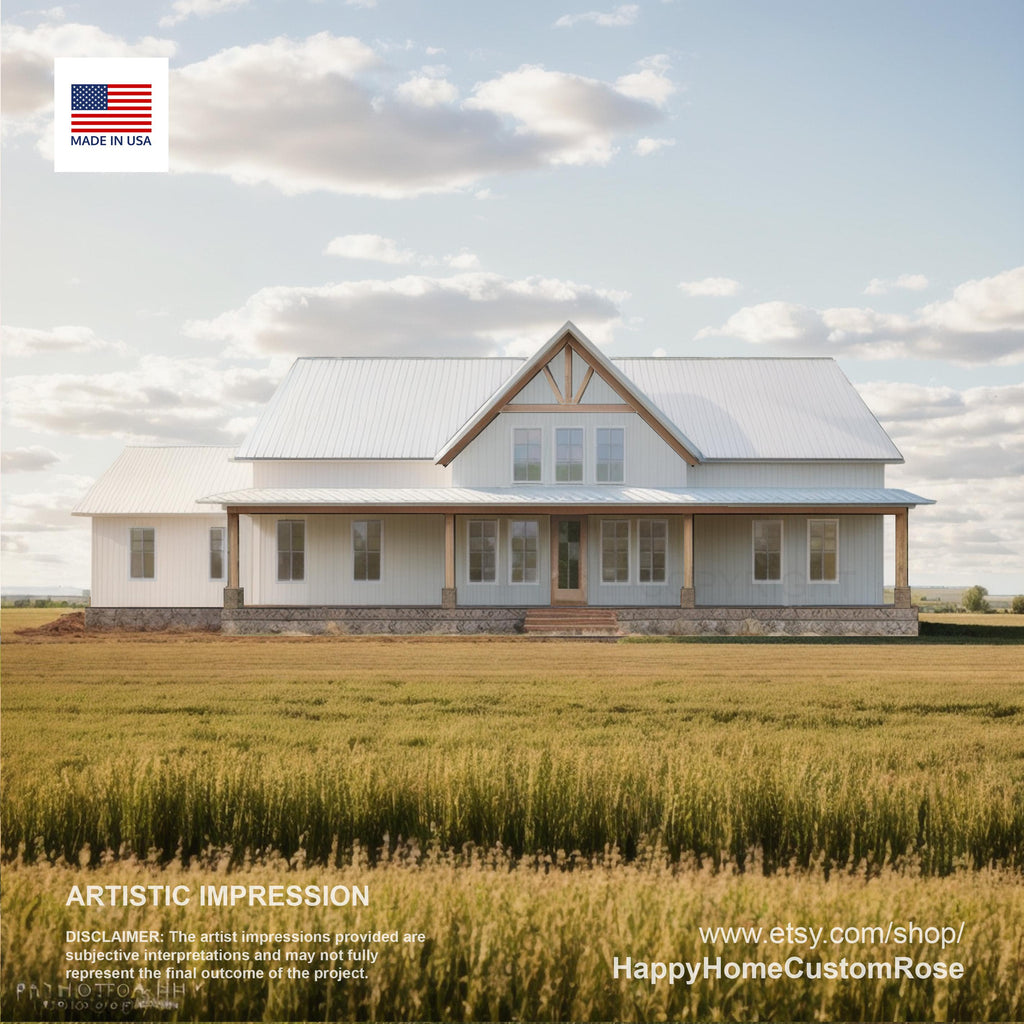 Rocky Ridge Barndominium Modern House Open Plan Design 84 x 40 - 3 Bed 2 Bath -  Drawings Blueprints