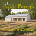 Nordic Barndominium Modern House Open Plan Design 80 x 32 - 3 Bed 2 Bath -  Drawings Blueprints