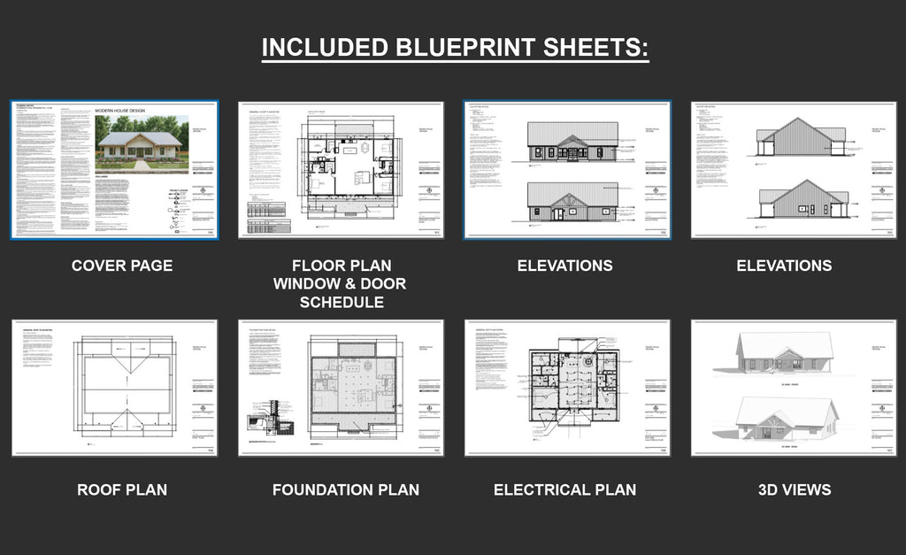 Farmhouse Barndominium - 40' x 60' House Plan Design - 3 Bed 2 Bath - Drawings Blueprints
