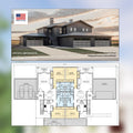 Hip Roof Fourplex Investment Rental Plan - 8 Bed 8 bath - Modern Spacious Multifamily - Drawings Blueprints - Investment Property