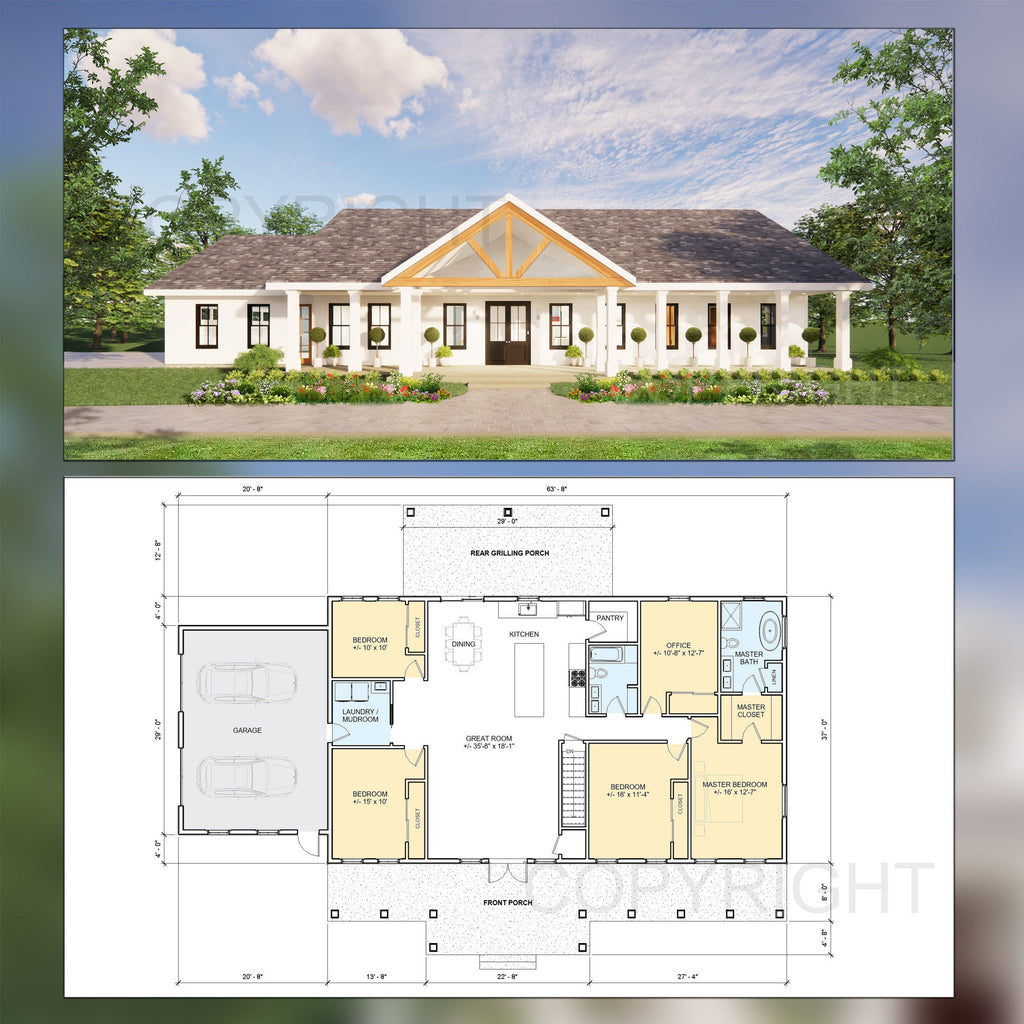 Cedar Springs Barndo House Plan with Basement - 6 Bed 3 Bath - Double Garage - Drawings Blueprints + Foundation, Electrical Lighting Plan