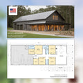 Brentwood Barn Barndominium House Plan - 100x36, 2310 SF, 4 Bed 3 Bath with 3-Car Garage