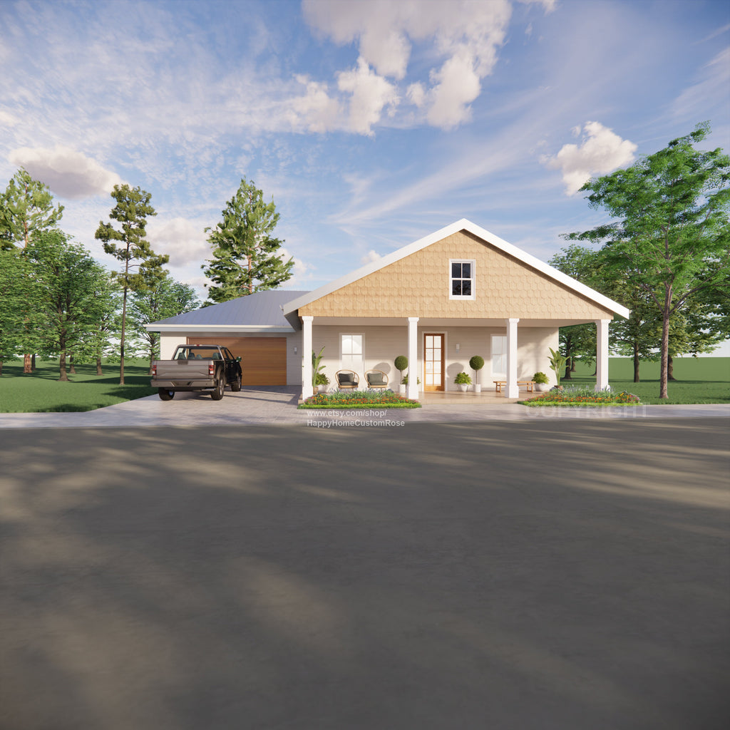 Big Sky Magnolia Homestead Modern House Open Plan Design 60 x 30 - 3 Bed 2 Bath 1730sf -  Drawings Blueprints