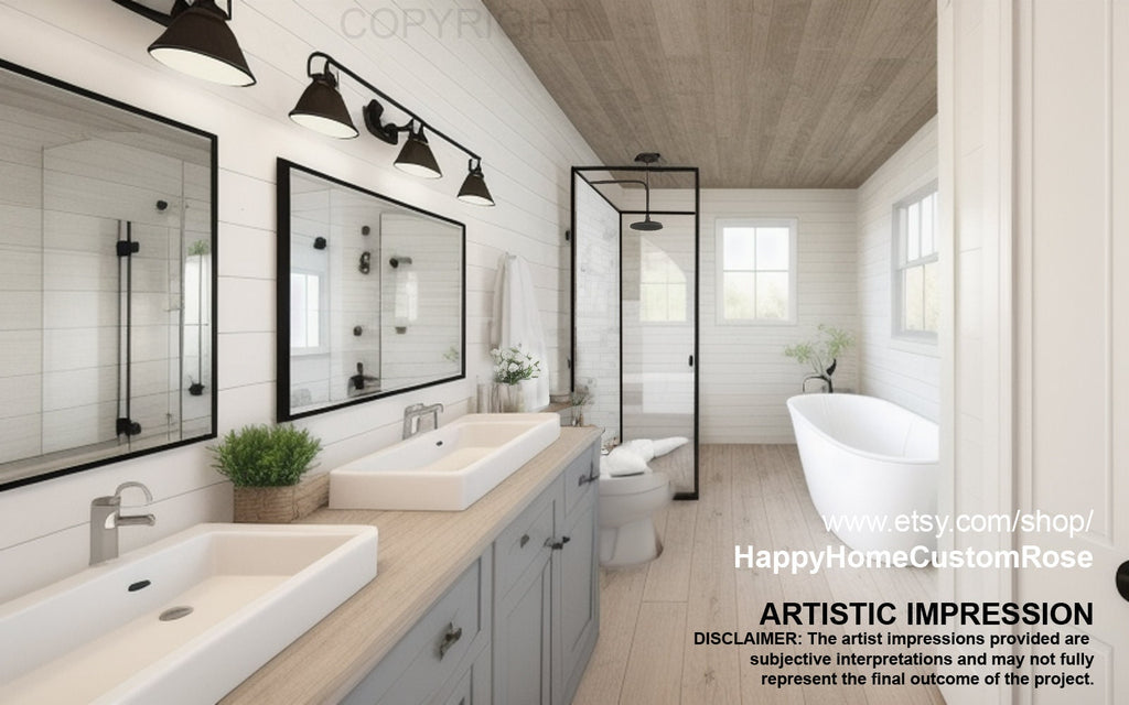 Cedar Springs Barndominium House Plan Design - Wood Entry Truss - Modern Spacious - Double Garage - Drawings Blueprints + Electrical