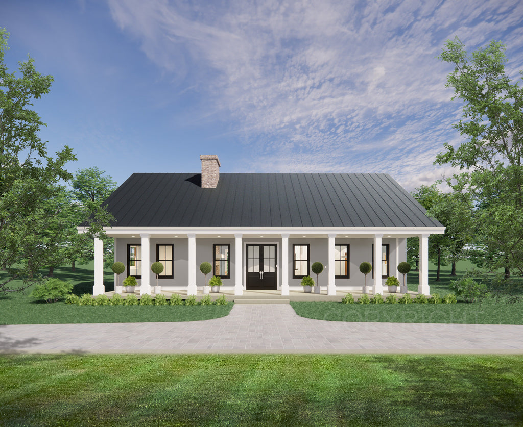 Cedar Ridge Custom House Design - Modern Ranch Farmhouse 1500 Square Feet - Drawings Blueprints