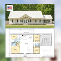 Farmhouse Barndominium - 40' x 60' House Plan Design - 3 Bed 2 Bath - Drawings Blueprints