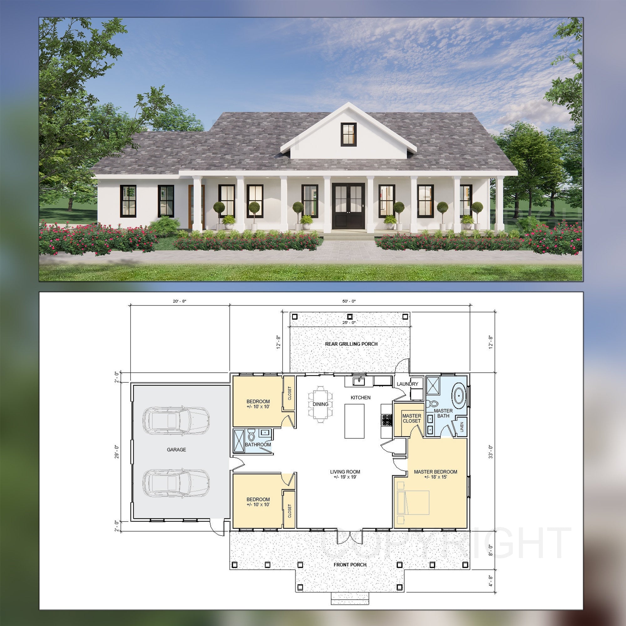 Cedar Springs Barndominium House Plan Design - Modern Spacious - Double Garage - Drawings Blueprints