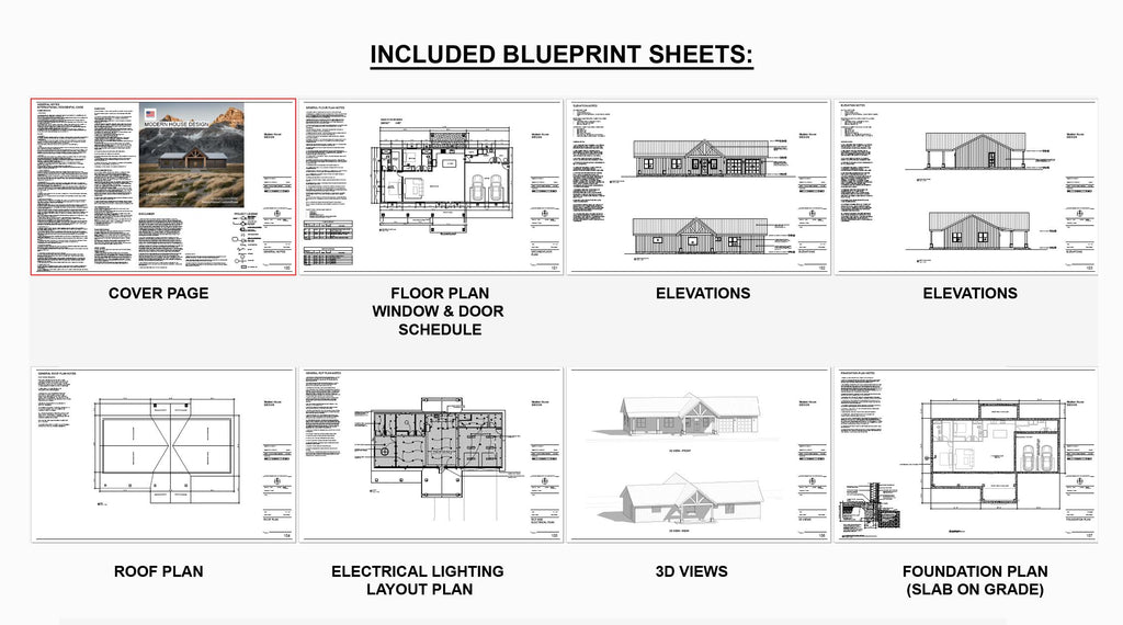 Enduring Elm Barndominium Modern House Open Plan Design 70 x 30 - 2 Bed 2 Bath -  Drawings Blueprints