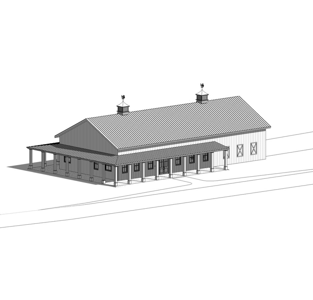 Redwood Barndominium House Plan Design - 3 Bed 2 Bath 2250 sq ft - Three Garage - Drawings Blueprints