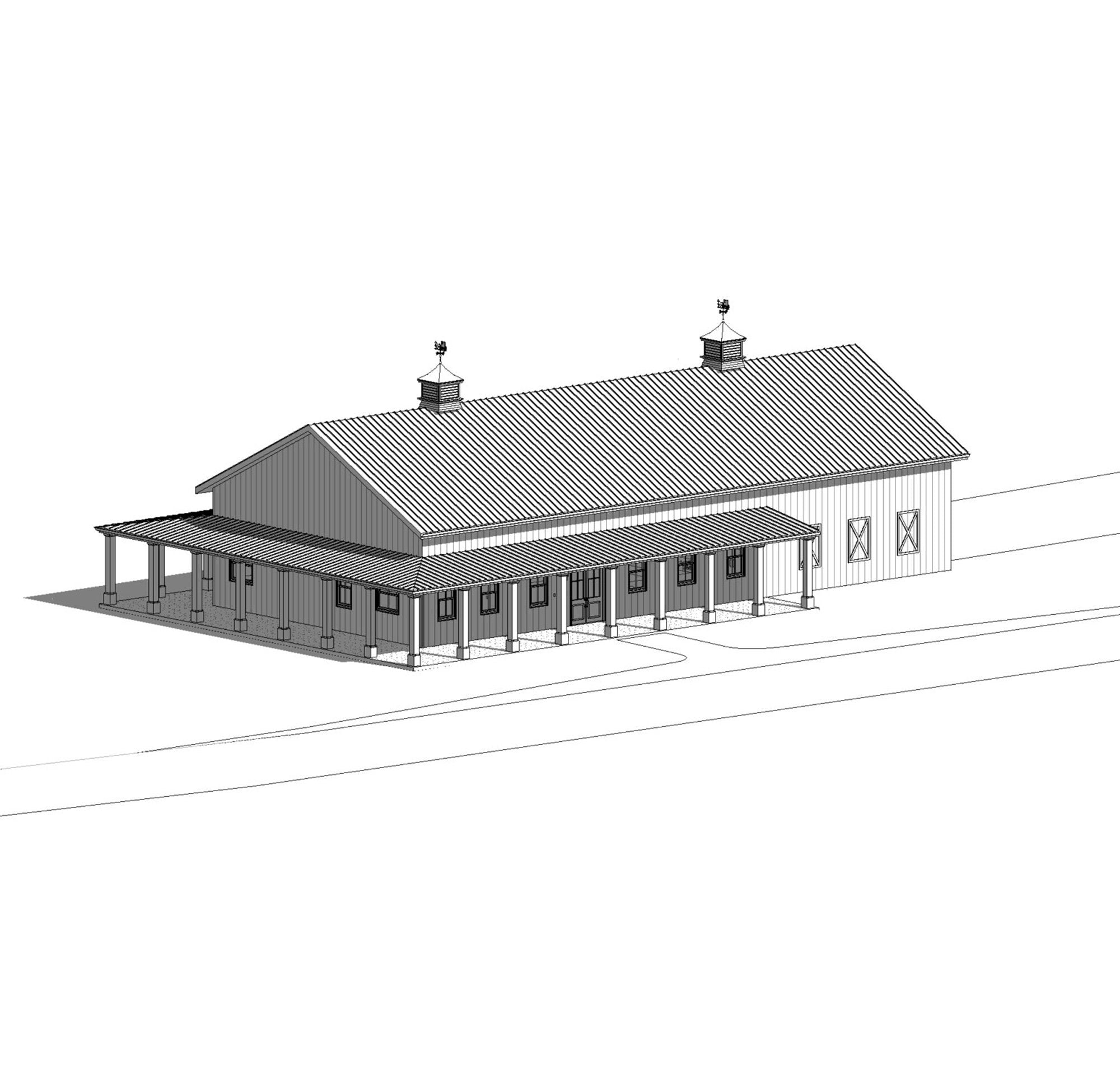 Redwood Barndominium House Plan Design - 3 Bed 2 Bath 2250 sq ft - Three Garage - Drawings Blueprints
