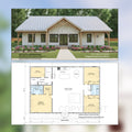 Farmhouse Barndominium - 40' x 60' House Plan Design - 3 Bed 2 Bath - Drawings Blueprints
