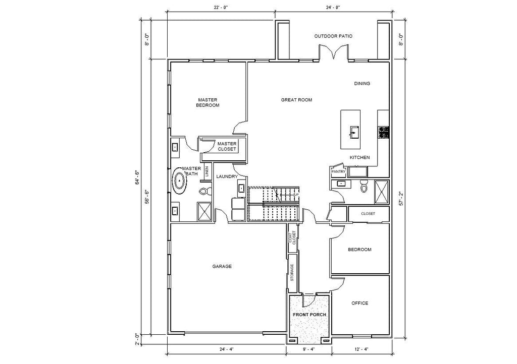 Santorini Luxury Modern Mediterranean House Plan Design - 4 Bed 3 Bath 3068 sq ft - Double Garage - Drawings Blueprints