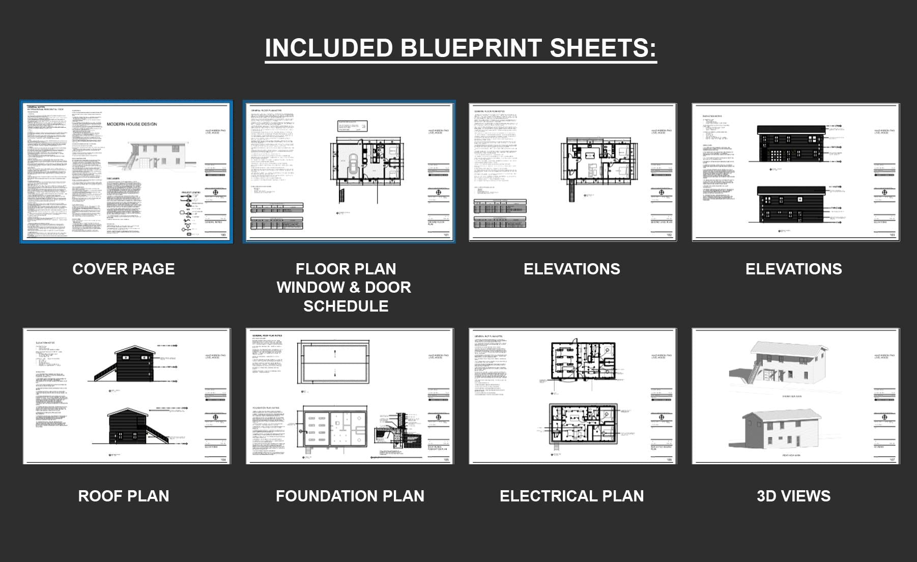 Maple two-level Duplex House Plan Design - 2200 SF - Modern Multifamily - Drawings Blueprints - Investment Property + Electrical Layout