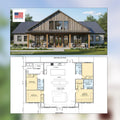 Ashwood Farmhouse Barndominium House Plan - 60x40, 2296 SF, 4 Bed 3 Bath - Modern Open Floor Plan