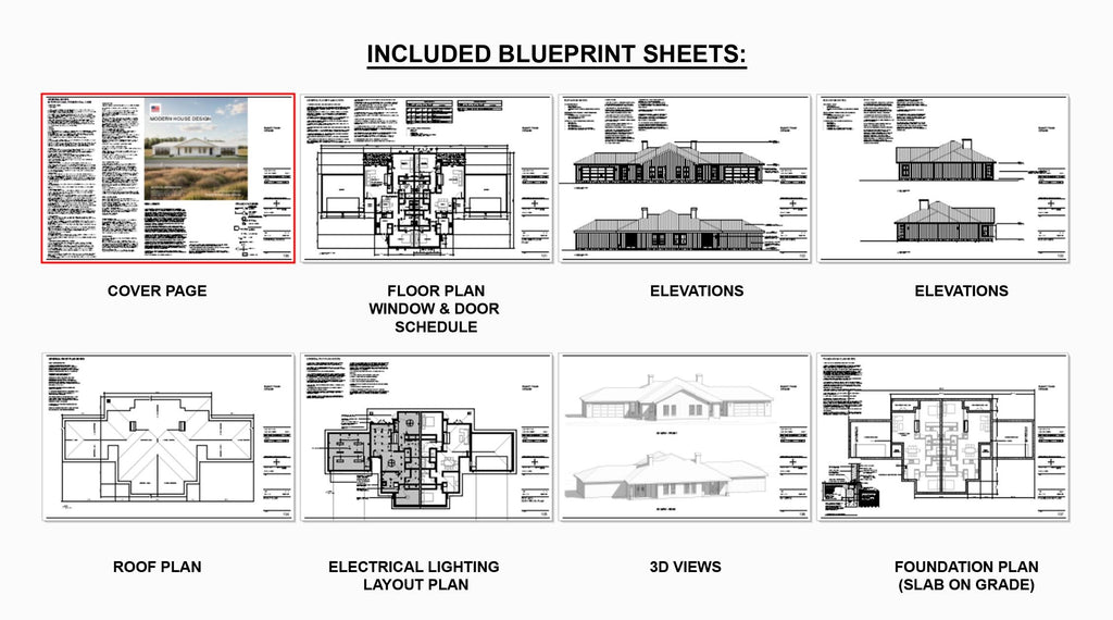 Hip Roof Duplex Investment Rental Plan - 2 Bed 2 bath - 1228 SF - Modern Spacious Multifamily - Drawings Blueprints - Investment Property