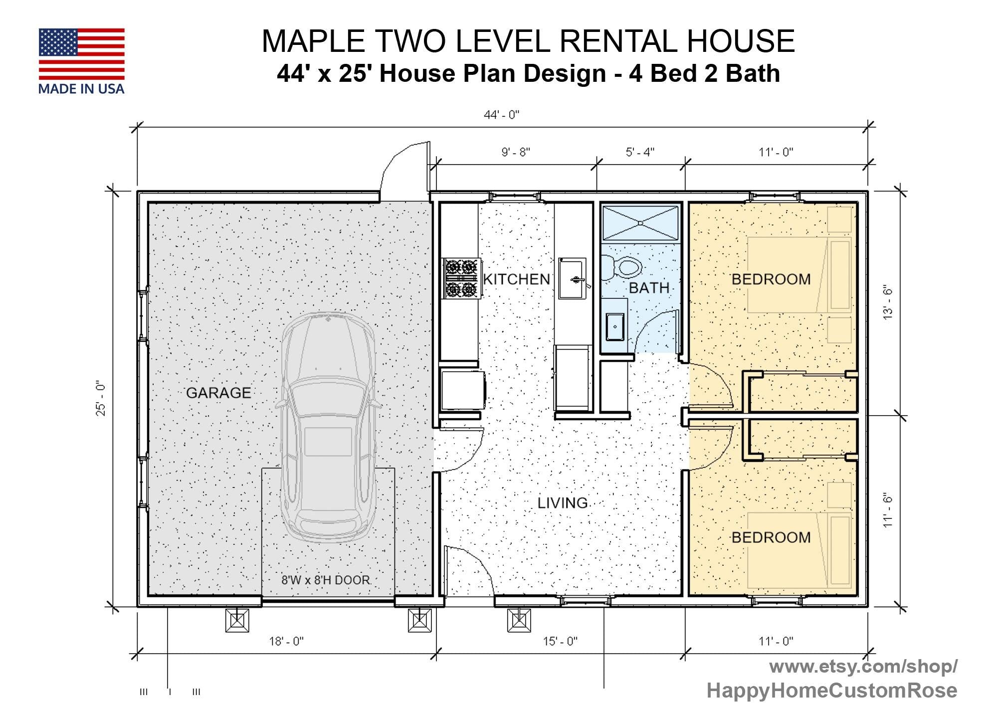 Maple two-level Duplex House Plan Design - 2200 SF - Modern Multifamily - Drawings Blueprints - Investment Property + Electrical Layout