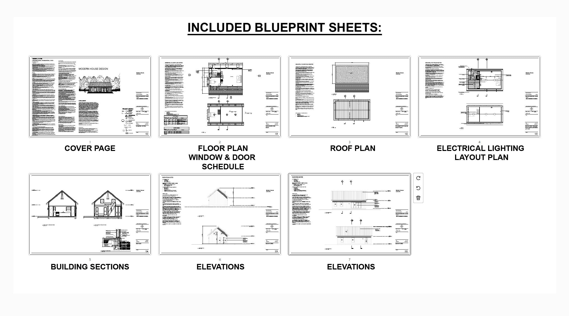 Modern Cabin Design - Minimal Scandavian 880 Square Feet - 2 Bed 1 Bath - Drawings Blueprints