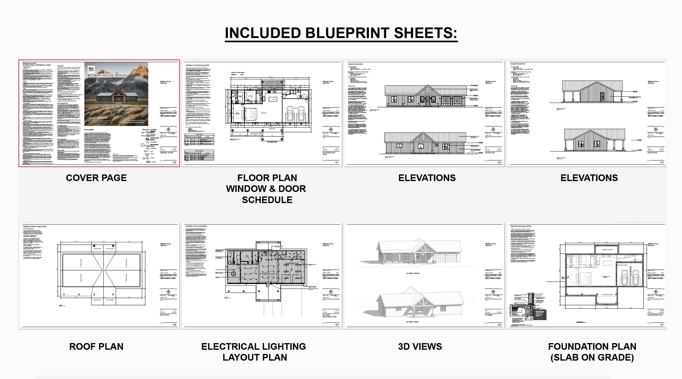 Enduring Elm Barndominium Modern House Open Plan Design 70 x 30 - 2 Bed 2 Bath -  Drawings Blueprints