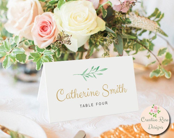 Printable Place Cards Escort Cards, Instant Download, Garden Greenery Wedding Printable Template, Edit in Word or Pages