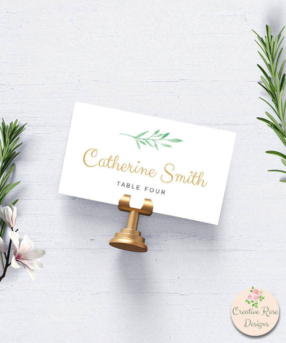 Printable Place Cards Escort Cards, Instant Download, Garden Greenery Wedding Printable Template, Edit in Word or Pages