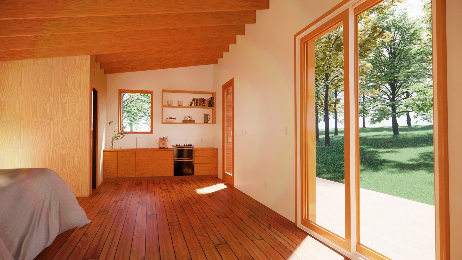 Modern In-Law Suite Plans 19x28 - ADU Cabin - Guest House Blueprints