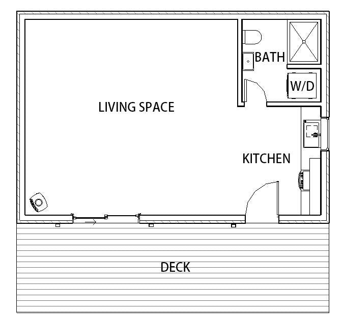 Modern In-Law Suite Plans 19x28 - ADU Cabin - Guest House Blueprints