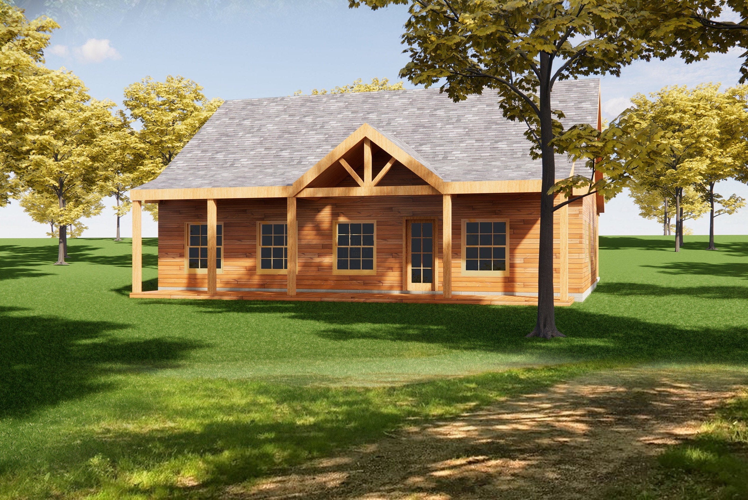 Custom House Plans and Blueprints Rustic Cabin Mountain Lakeside Vacation Retreat, 2 bed 2 bath