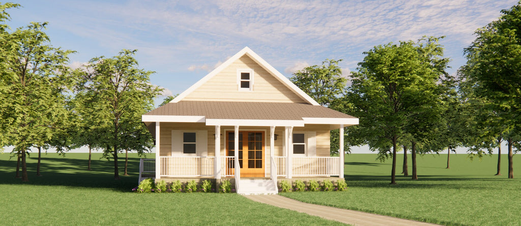 Craftsman Cottage House Plan - 2 Bed 1200 SF - Vacation Home Blueprints