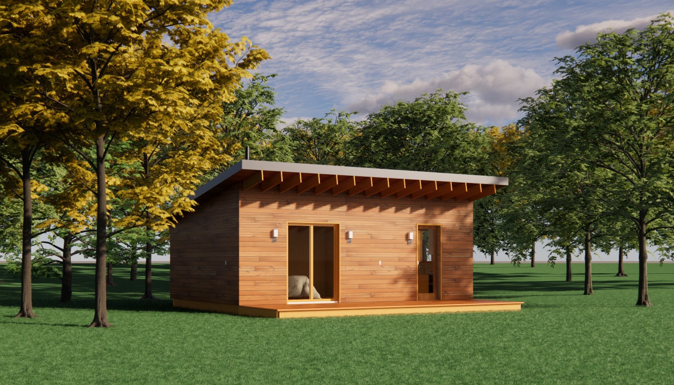 Modern In-Law Suite Plans 19x28 - ADU Cabin - Guest House Blueprints